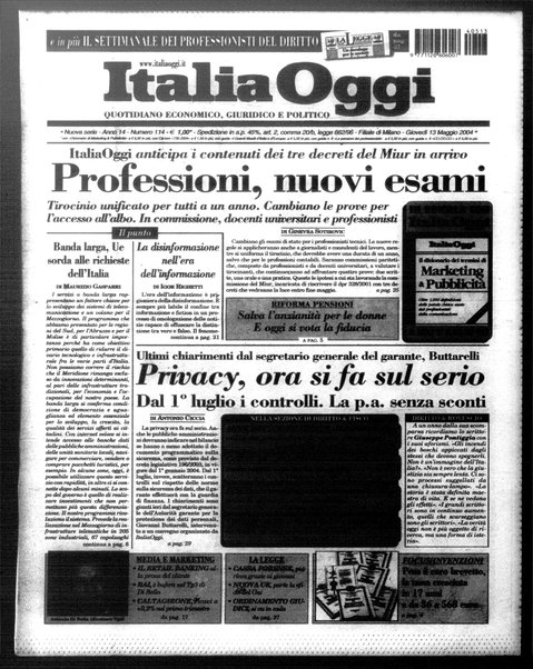 Italia oggi : quotidiano di economia finanza e politica